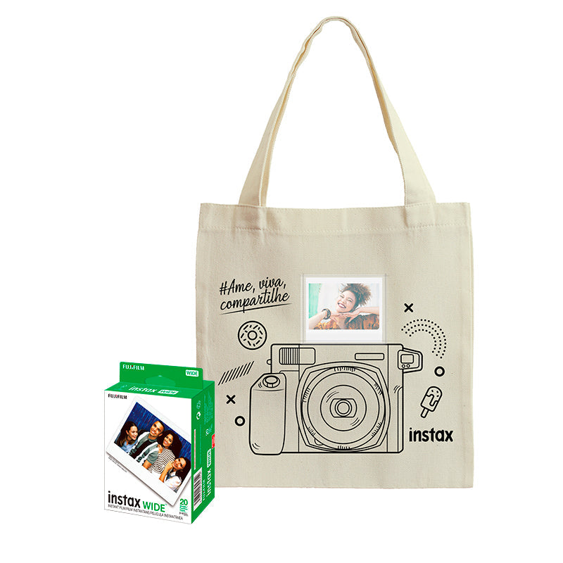 Combo de Filme Fujifilm Instax Wide com 20 Fotos + Ecobag Instax Wide