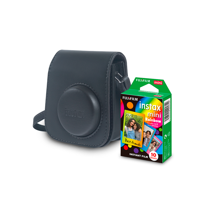 Combo Bolsa instax mini 11 Grafite + Filme mini Rainbow 10 Fotos
