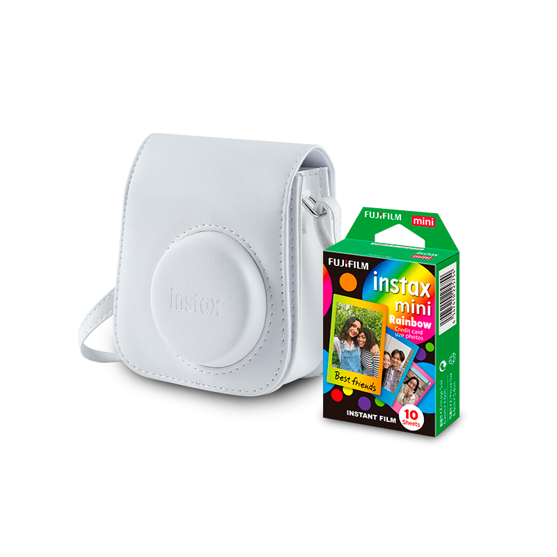 Combo Bolsa instax mini 11 Branca + Filme mini Rainbow 10 Fotos