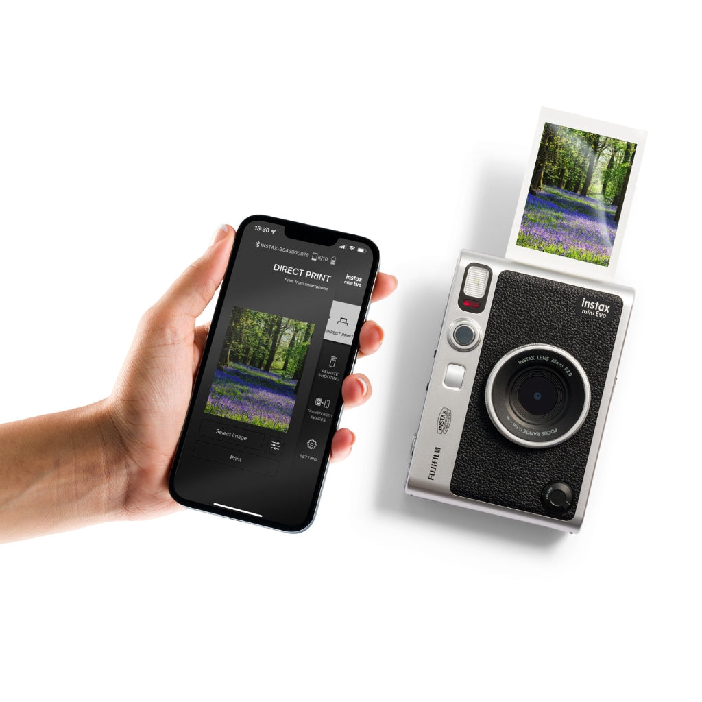 Câmera e Impressora para Smartphone Fujifilm instax mini Evo Black