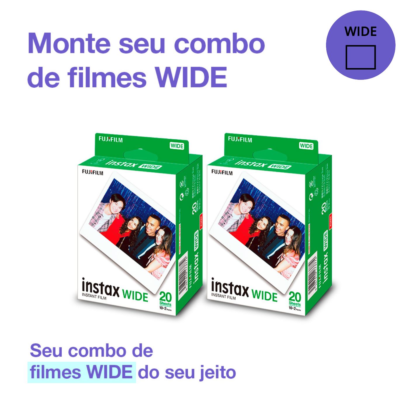 Monte seu combo filmes instax™ Wide: