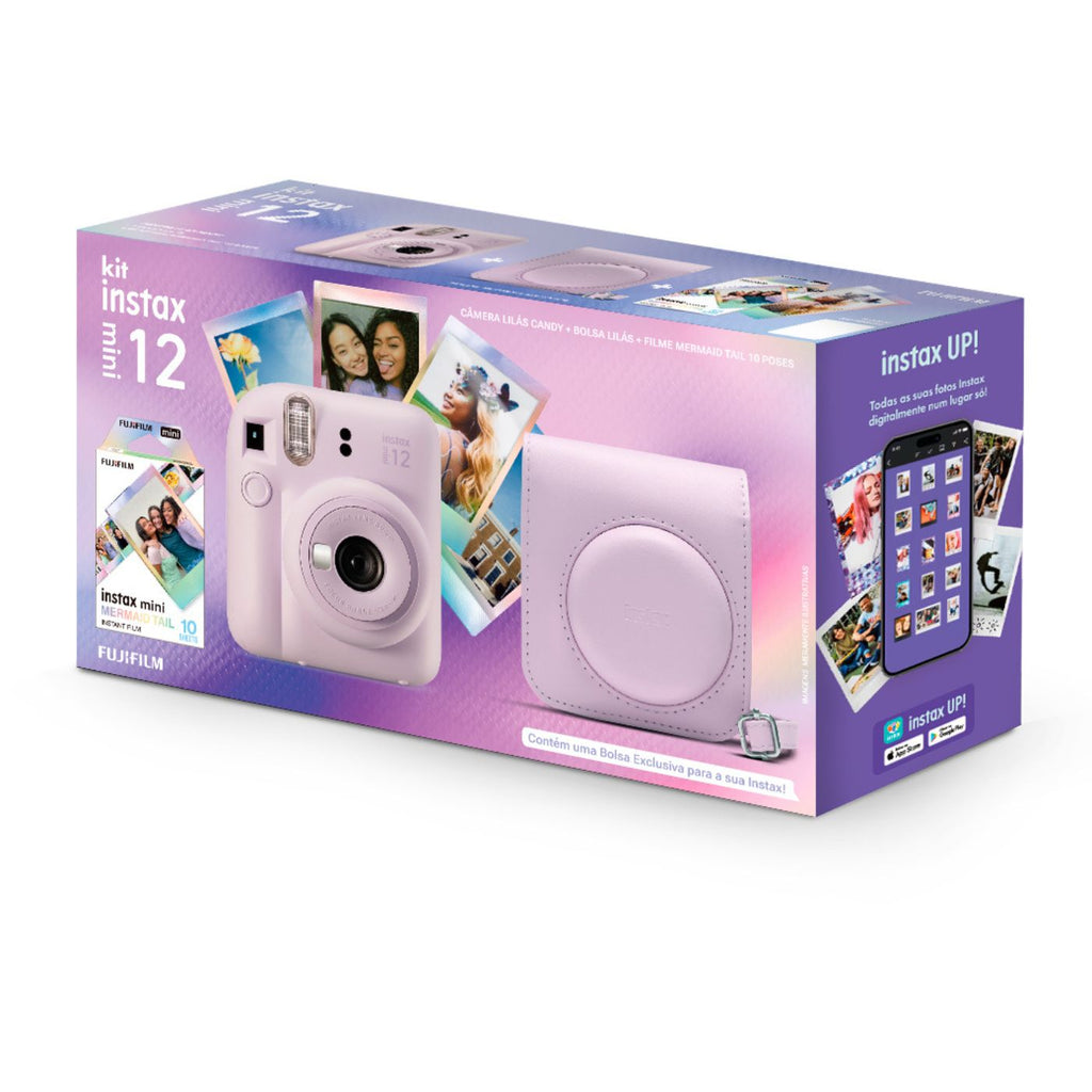 Câmera Instantânea Fujifilm instax mini 12™ Lilás + Pack 10 filmes Mermaid Tail + Bolsa Lilás Candy