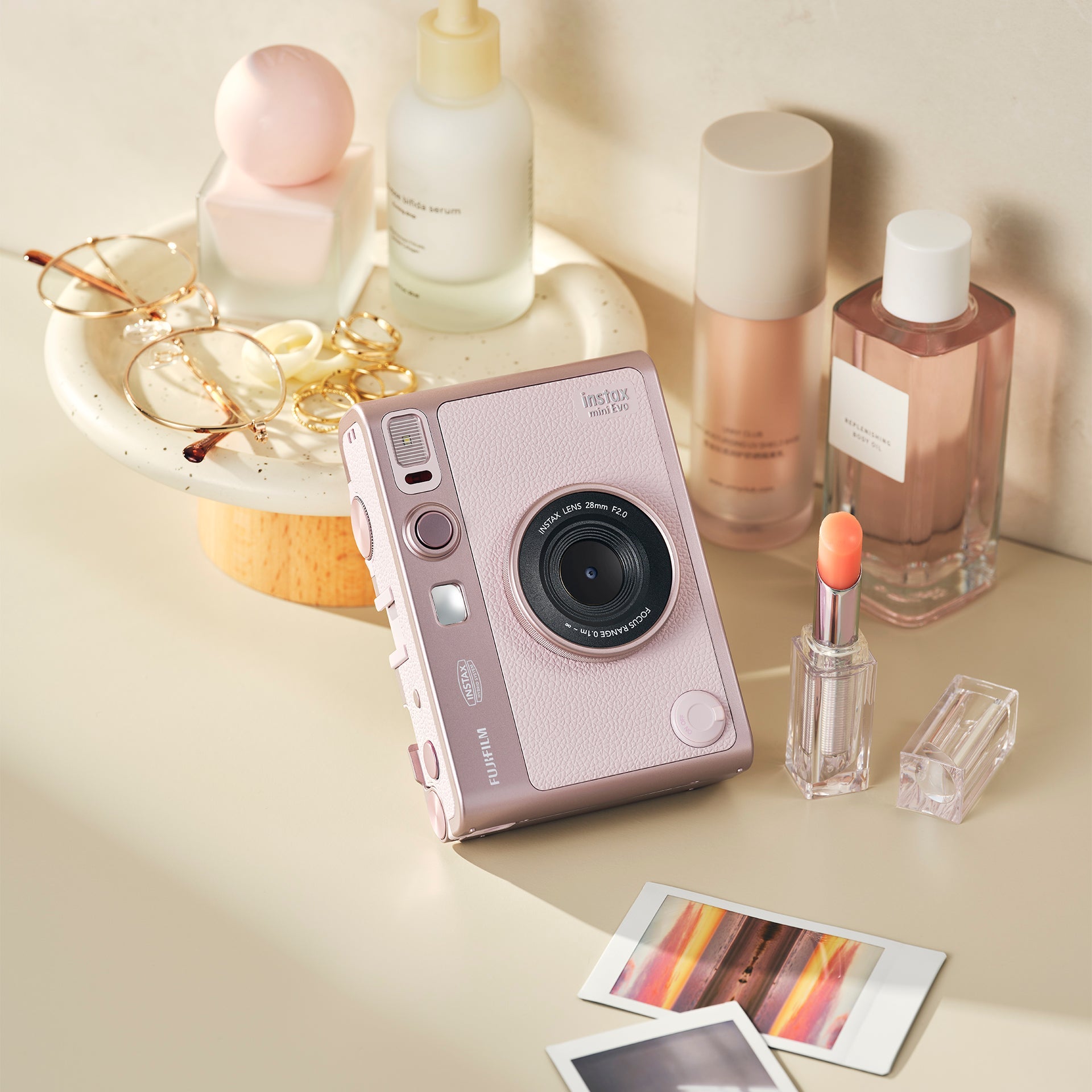 Câmera e Impressora para Smartphone Fujifilm instax mini Evo Gentle Rose