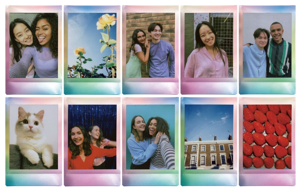 Câmera Instantânea Fujifilm instax mini 12™ Lilás + Pack 10 filmes Mermaid Tail + Bolsa Lilás Candy