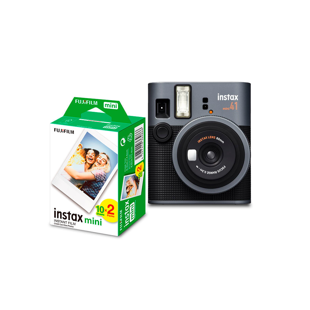 Combo Câmera Instantânea Fujifilm instax mini 41™ Preta + Filme Fujifilm instax™ mini Branco 20 Fotos